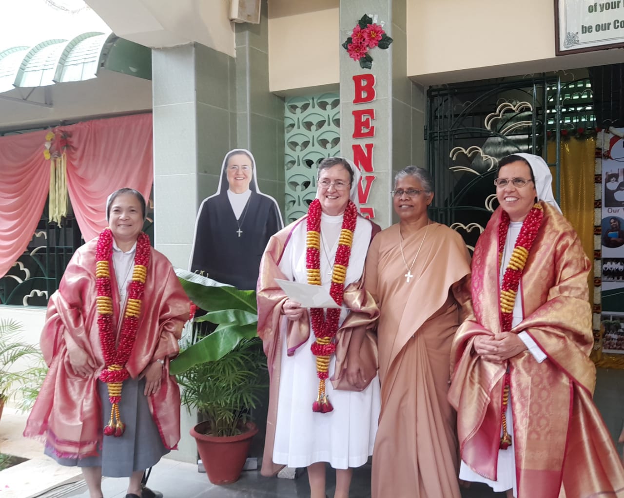 Mother General Rev.Sr.Chiara Cazzuola, the general councillors, Sr.Runita Borja and Sr.Mora Ruth del Pilar in INM Province